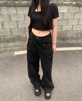 [3 colors] Wide-leg pants with pocket detailing
