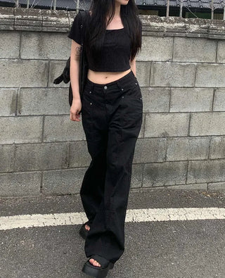 [3 colors] Wide-leg pants with pocket detailing