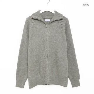 (Unisex) Raglan High Neck Zip Cardigan