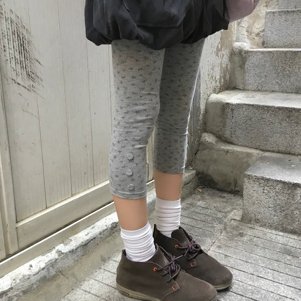 [3 colors] Flower Midi Leggings