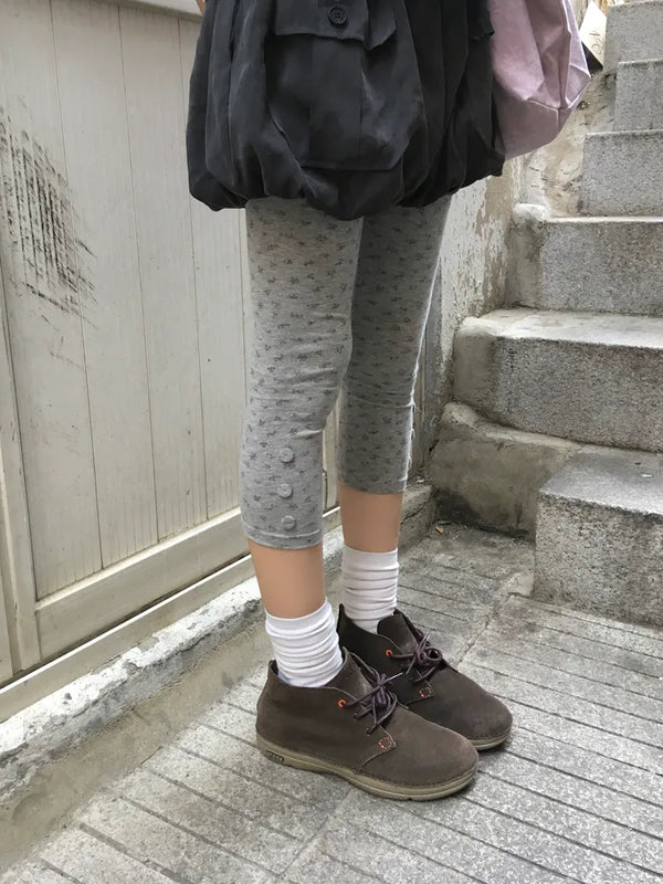 [3 colors] Flower Midi Leggings