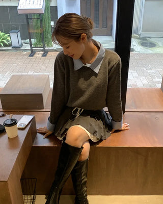 Shirt-layered knit