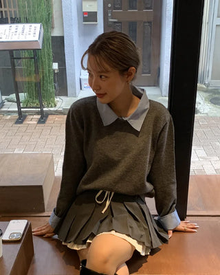 Shirt-layered knit