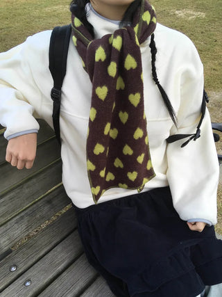 (2 colors) Heart pattern scarf