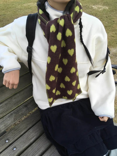 (2 colors) Heart pattern scarf