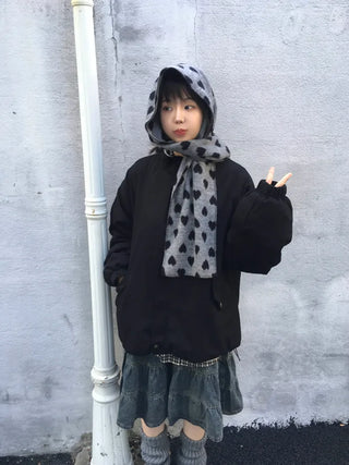 (2 colors) Heart pattern scarf