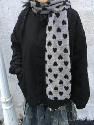 (2 colors) Heart pattern scarf