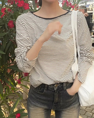 (4 colors) Slim Stripe T-shirt