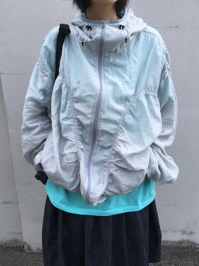(4 colors) Shirred Windbreaker