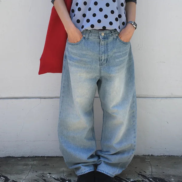Wide denim pants