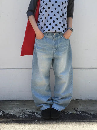 Wide denim pants