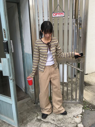 Wide bootcut chino pants