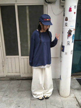 (2 colors) Frill Wide Pants