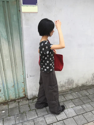 (2 colors) Ribbon Cargo Pants