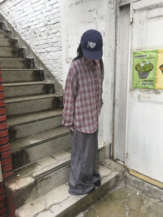 Button-down wide-leg slacks