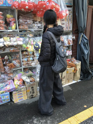 (2 colors) Striped Wide Fleece Pants