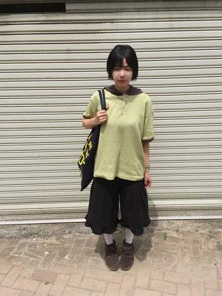 [2 colors] Linen Frill Bermuda Pants
