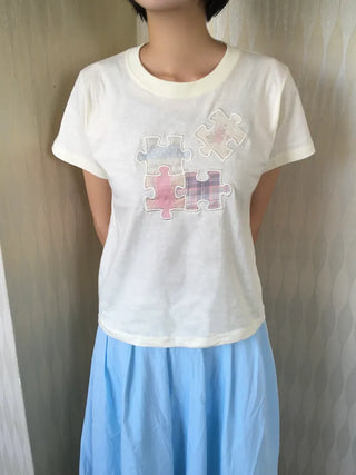 [3 colors] Shirred Short-Sleeve T-Shirt