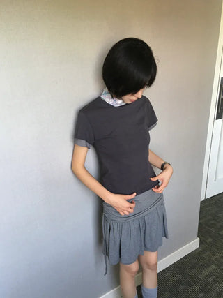 [3 colors] Layered Short-Sleeve T-Shirt
