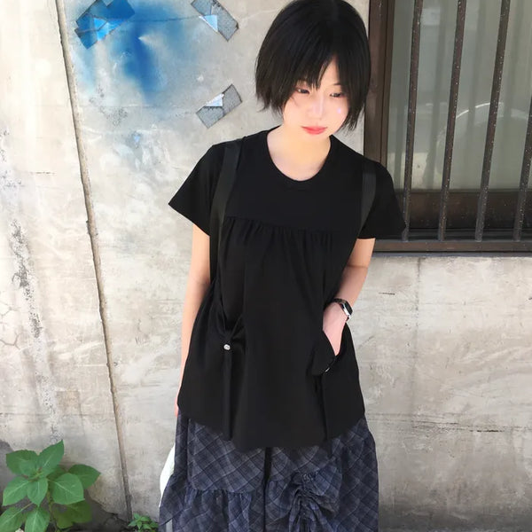 [2 colors] Ribbon Pocket Short-Sleeve T-Shirt