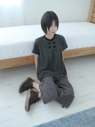[2 colors] Striped T-shirt