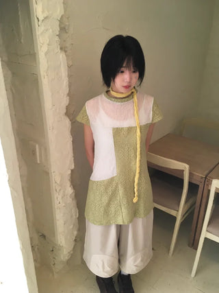 [3 colors] Corsage Lace T-shirt
