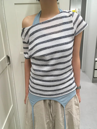 [3 colors] Marine Off-Shoulder Short Sleeve