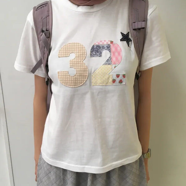 [2 colors] Patch Short-Sleeve T-Shirt