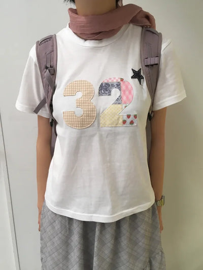 [2 colors] Patch Short-Sleeve T-Shirt