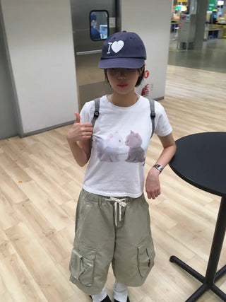 [3 colors] Printed short-sleeved T-shirt