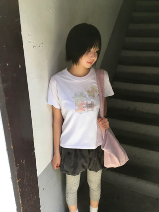 [3 colors] Shirred Short-Sleeve T-Shirt