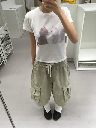 [3 colors] Printed short-sleeved T-shirt