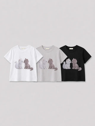 [3 colors] Printed short-sleeved T-shirt