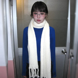 Rib Twist Tassel Point Scarf