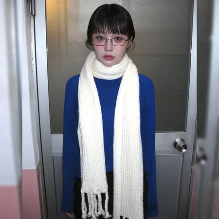 Rib Twist Tassel Point Scarf