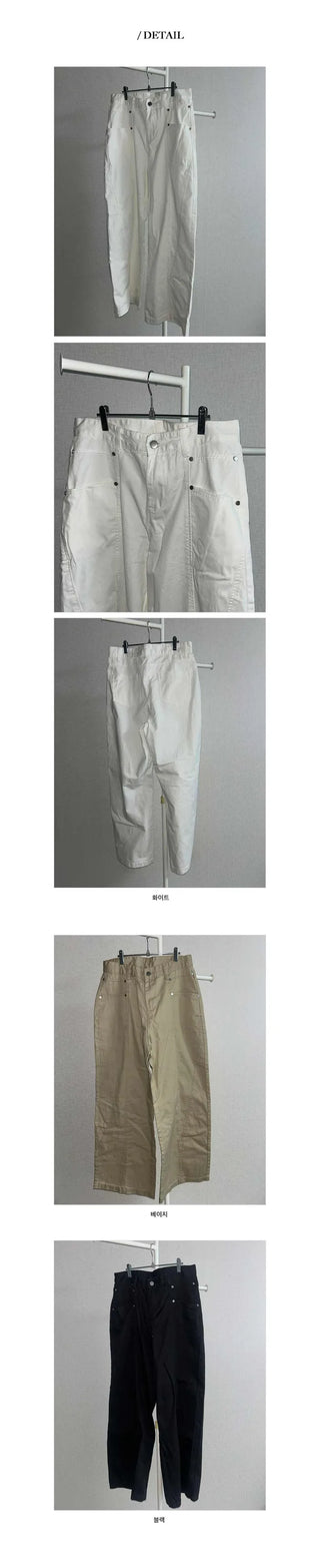 [3 colors] Wide-leg pants with pocket detailing