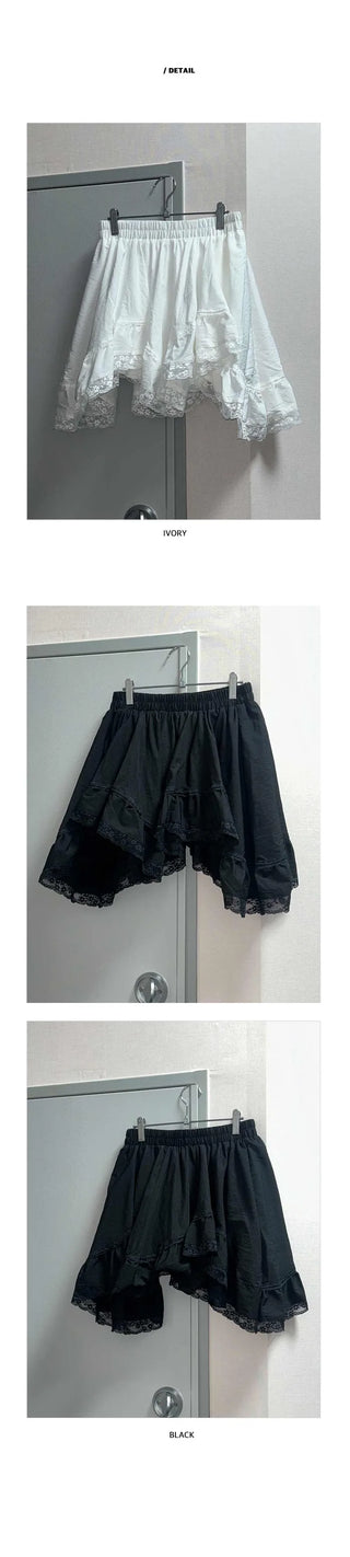 Lace Asymmetrical Tiered Skirt