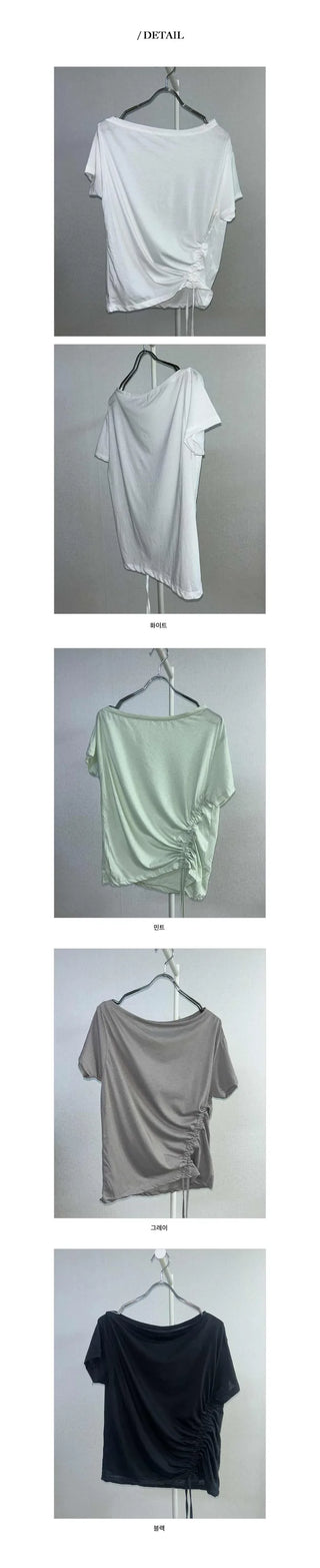 Anval Cropped String Shirring T-Shirt