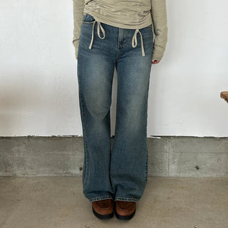 Loose-fit bootcut denim pants