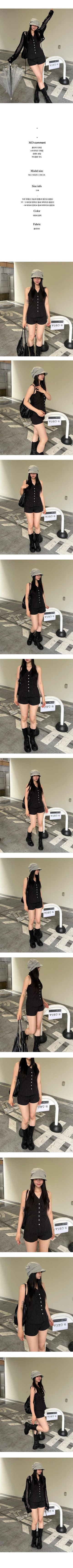 [2 colors] Striped halter neck pants set