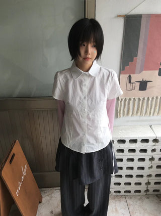 [2 colors] Pleated shirt