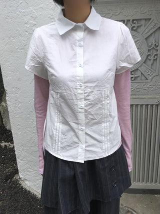 [2 colors] Pleated shirt