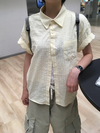 [3 colors] Soft check short-sleeved shirt