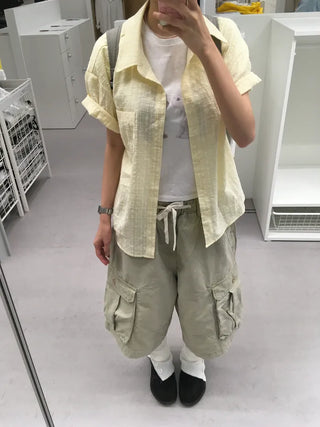 [3 colors] Soft check short-sleeved shirt