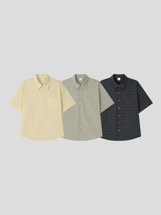 [3 colors] Soft check short-sleeved shirt
