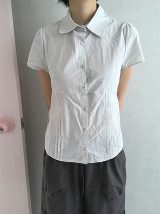 [2 colors] Pleated shirt