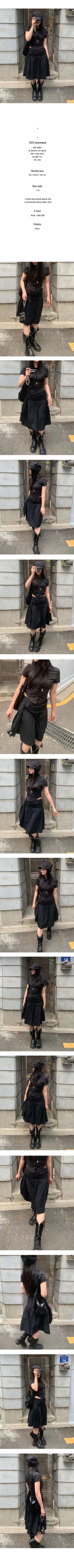[3 colors] Button-up flared midi skirt