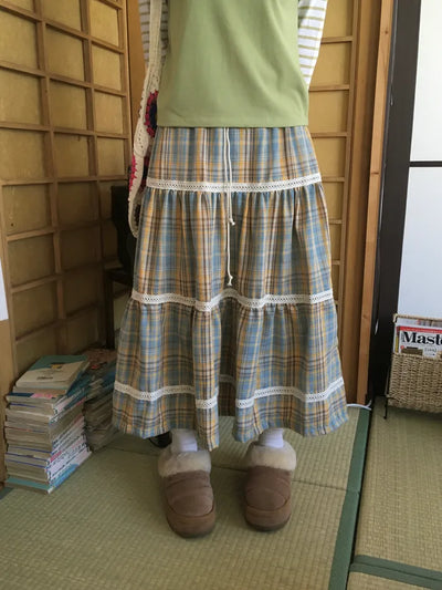 (2 colors) Checkered Mini Skirt