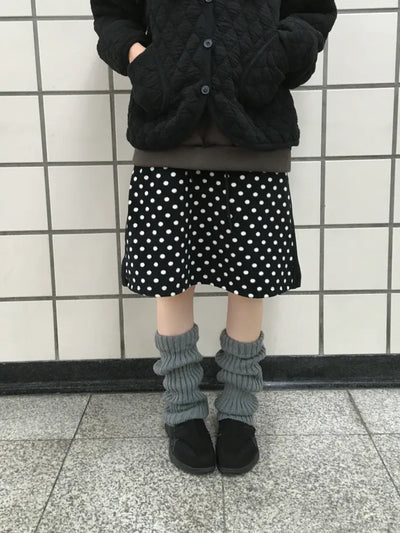 (3 colors) Polka dot fleece skirt