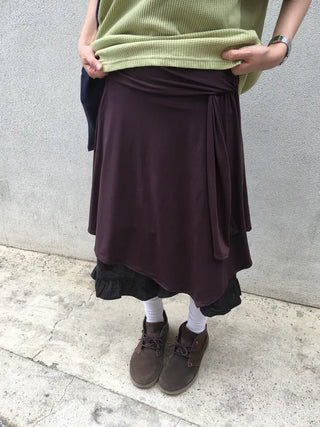 [3 colors] Drape Wrap Skirt